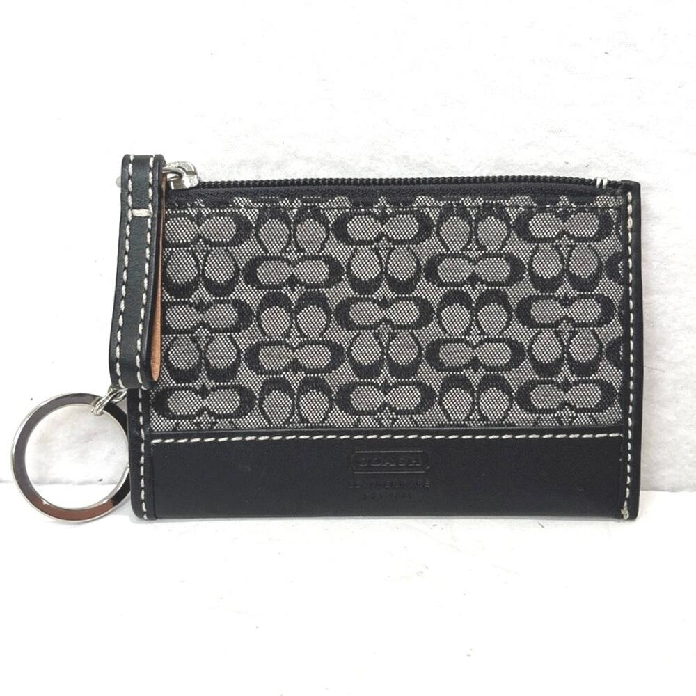 COACH Mini Skinny Signature Logo ID Case Key Chain Credit Card Holder